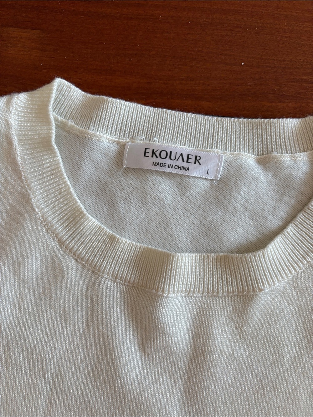Women’s Cream/Ivory Two-Piece Knit Pantsuit with Black Trim / Sz L So Comfy!!! - Picture 5 of 12